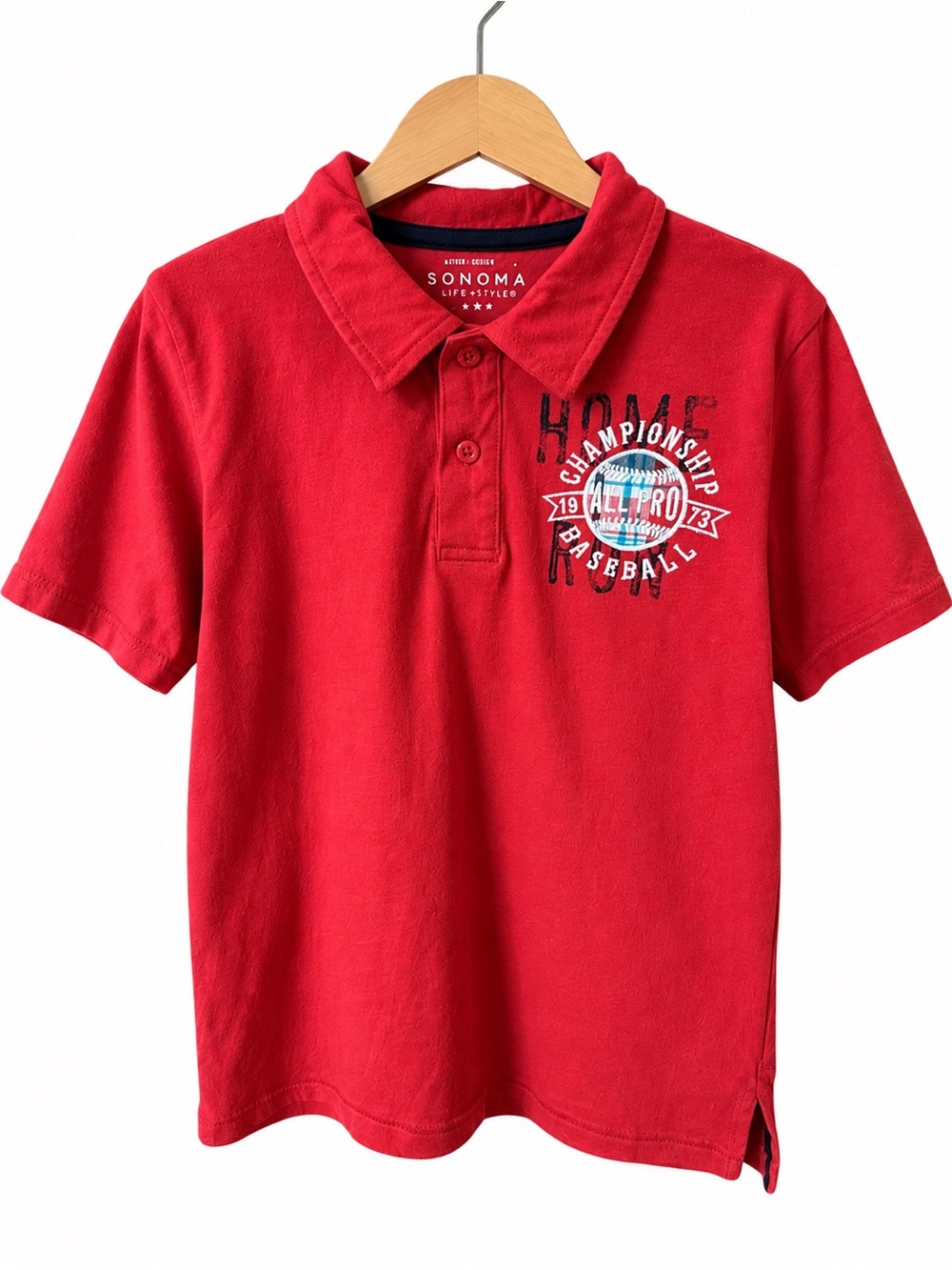 Sonoma Boys M Red Baseball Polo Shirt All Pro Home Run EUC